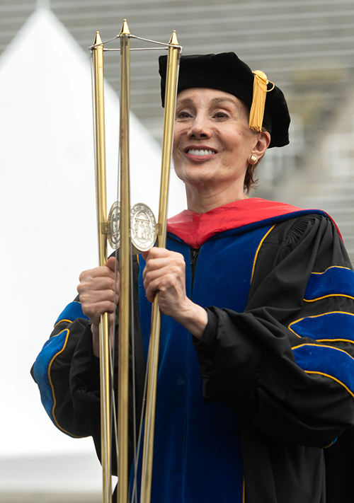 Faculty carrying the mace at commencement